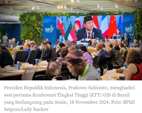 Sesi Pertama KTT G20 Brasil, Presiden Prabowo Tegaskan Komitmen Indonesia dalam Penanggulangan Kelaparan dan Kemiskinan