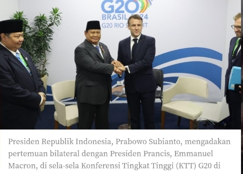 Presiden Prabowo Gelar Pertemuan Bilateral dengan Presiden Macron di KTT G20 Brasil