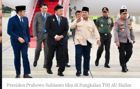 Usai Lawatan ke Mesir, Presiden Prabowo Tiba di Tanah Air dan Langsung Melakukan Rapat Terbatas